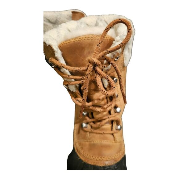 SOREL Whistler Lace Up Camel Black Waterproof Winter Snow Booties - Size 9 - Picture 8 of 11
